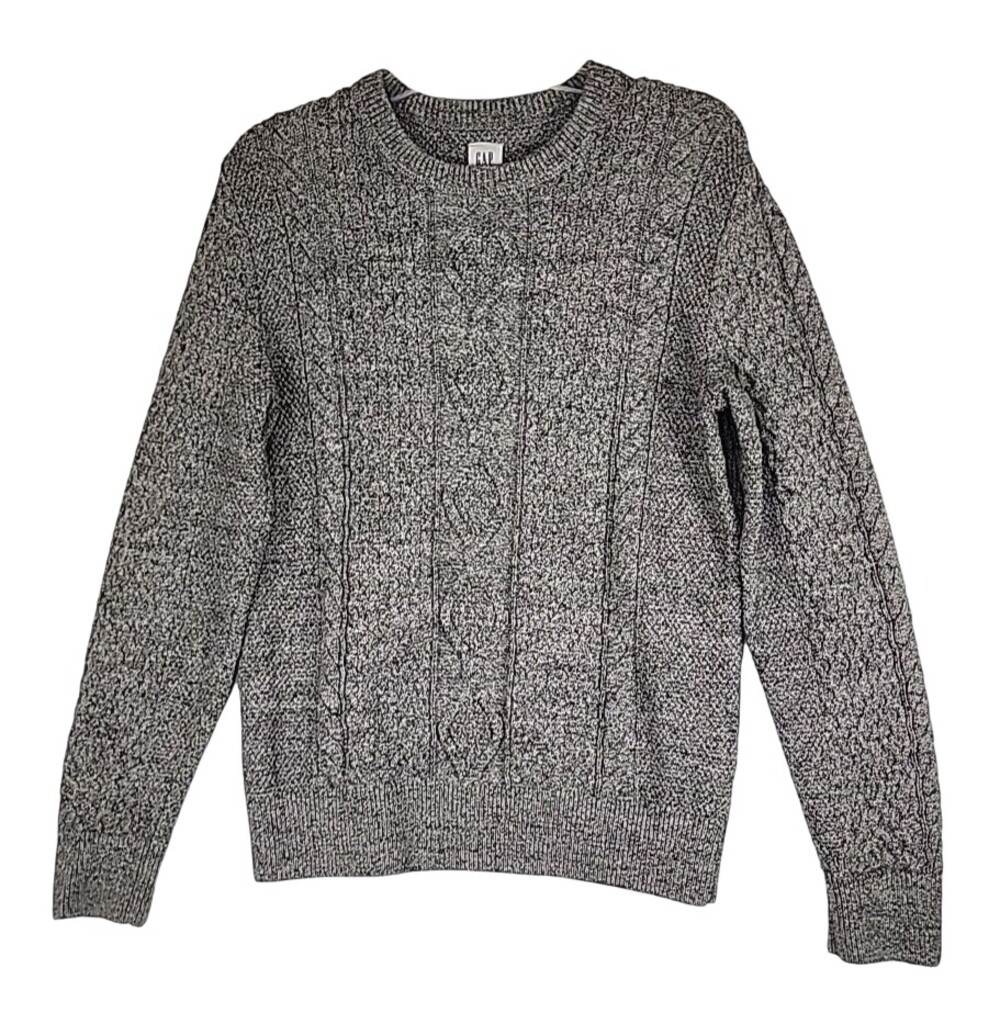 Gap Womens Sweater Small Gray Winter Chunky Cable Knit Fisherman Pullover #738